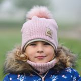 Zimní čepice růžová pletenina vel. 48 (obvod hlavy 47-50 cm)