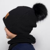 Zimní čepice černá pletenina vel. 46 (obvod hlavy 45-48 cm)