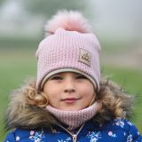 Zimní čepice růžová pletenina vel. 54 (obvod hlavy 53-56 cm)