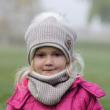 Zimní čepice béžová pletenina vel. 52 (obvod hlavy 51-54 cm)