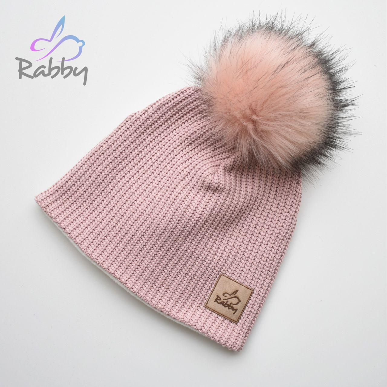 Dámská zimní čepice růžová pletenina s fleecem vel. 57 (obvod hlavy 56-59 cm)