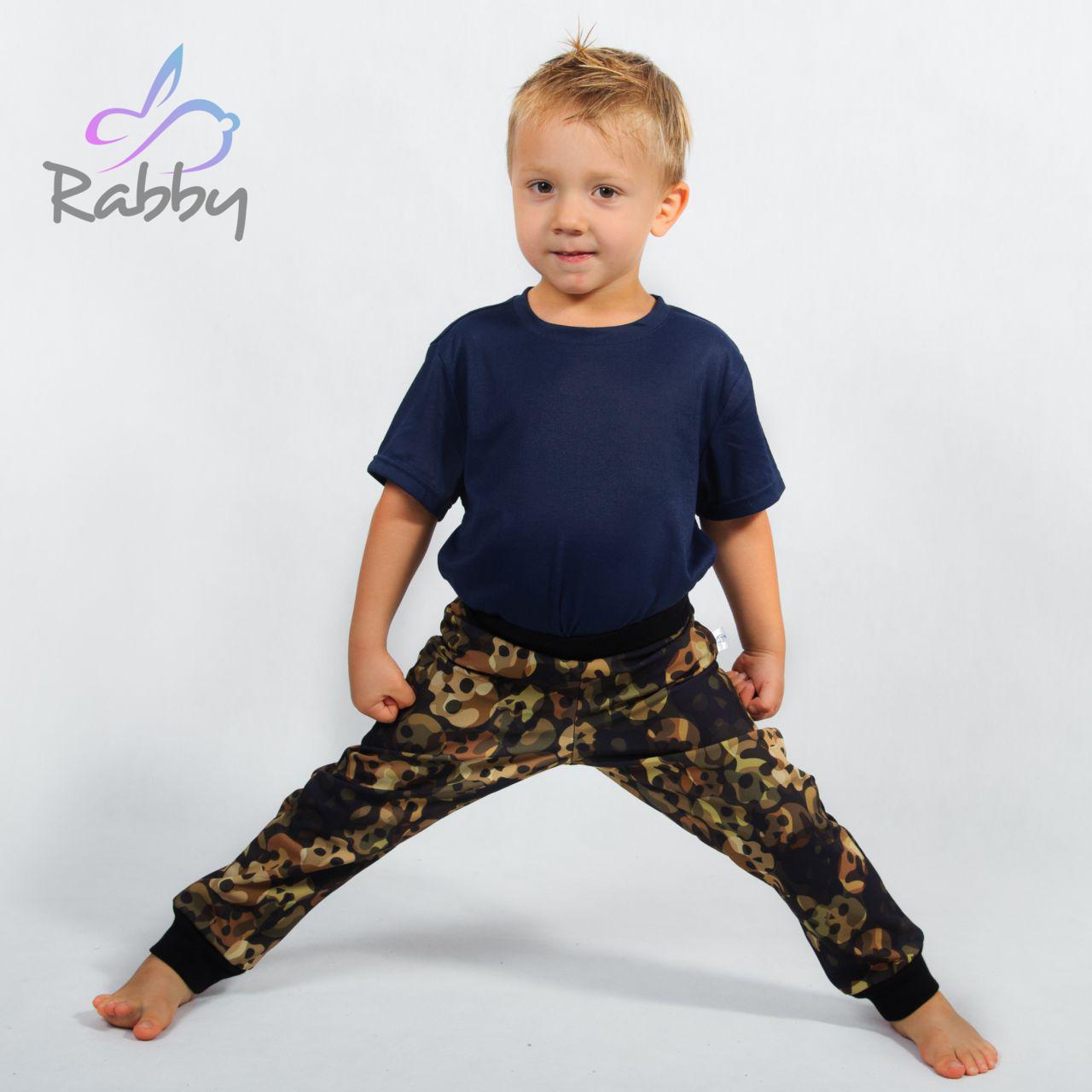 Softshellové kalhoty hnědé lebky - klasický střih vel. 104