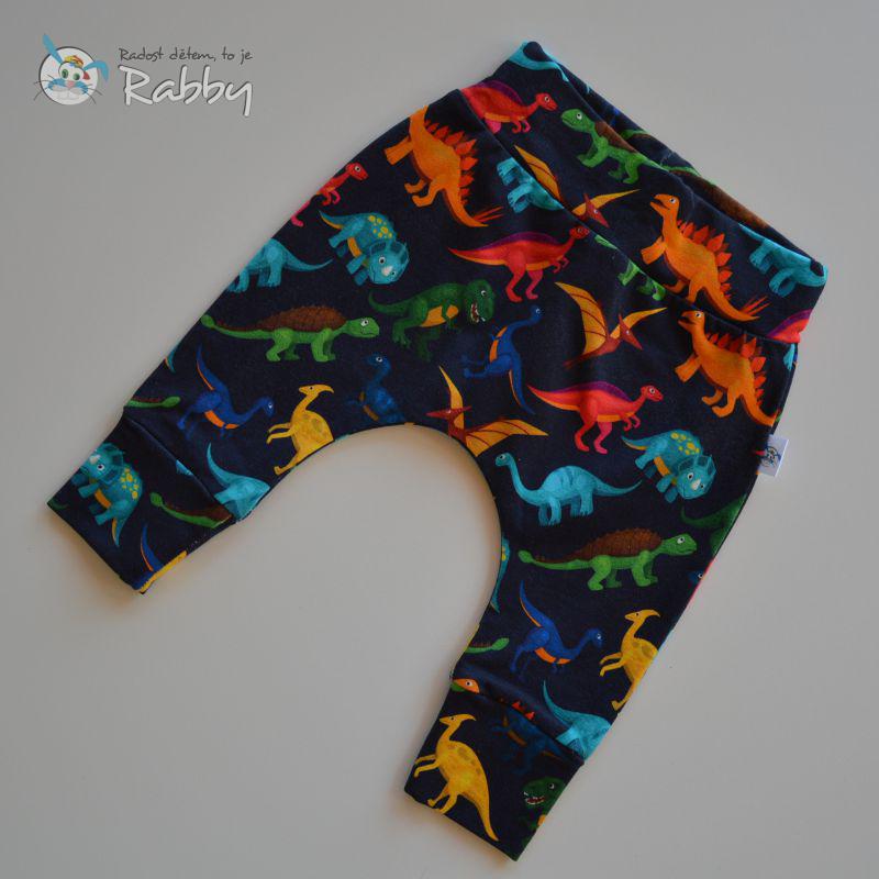 Baggy tepláčky dinosauři na modré vel. 86
