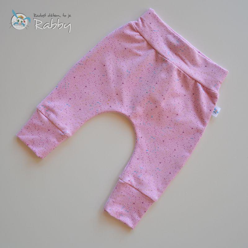 Baggy tepláčky kropenatá růžová vel. 56/62