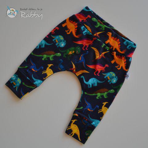 Baggy tepláčky dinosauři na modré vel. 56/62