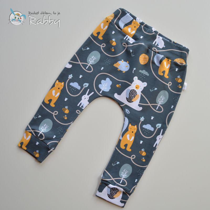 Baggy tepláčky medvěd a liška na šedomodré vel. 92