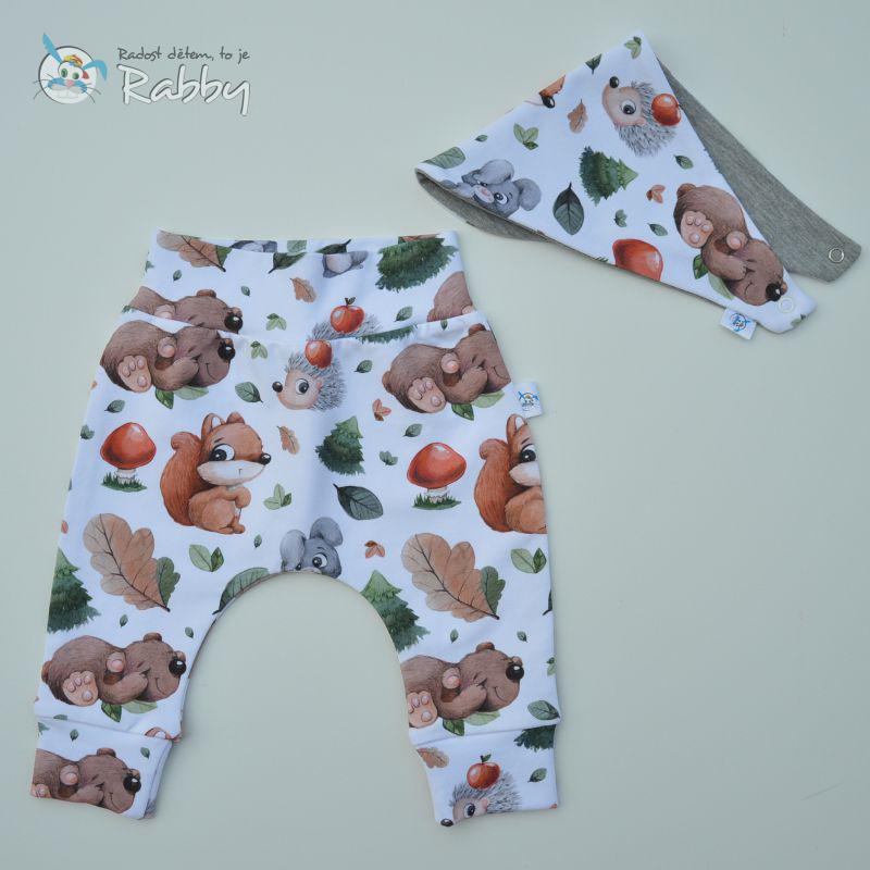 Mimi set baggy + šátek lesní zvířátka vel. 56/62