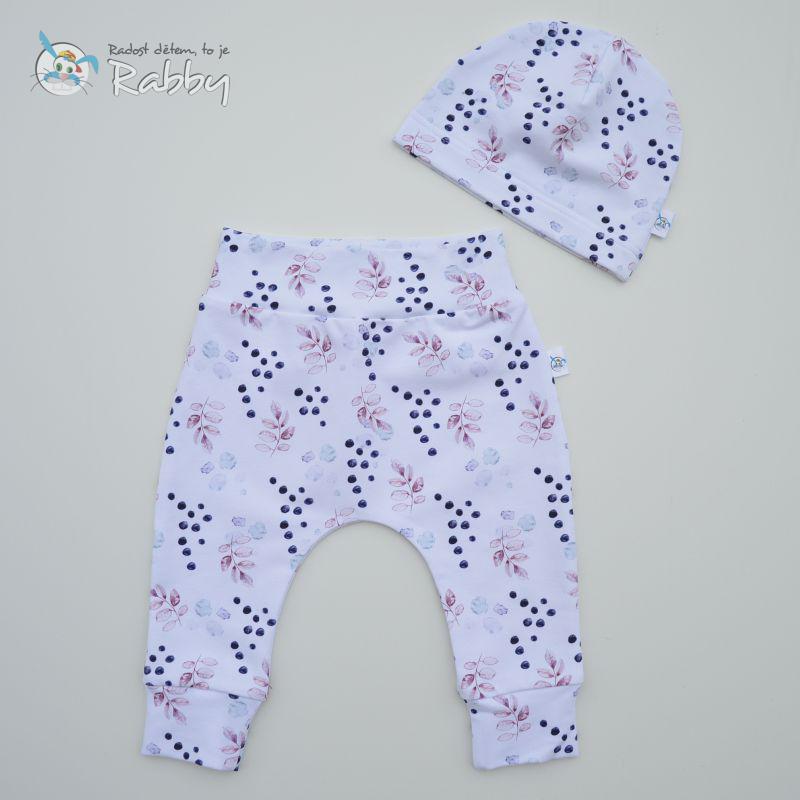 Mimi set baggy + čepička lístky a borůvky vel. 56/62