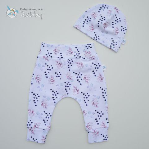 Mimi set baggy + čepička lístky a borůvky vel. 56/62