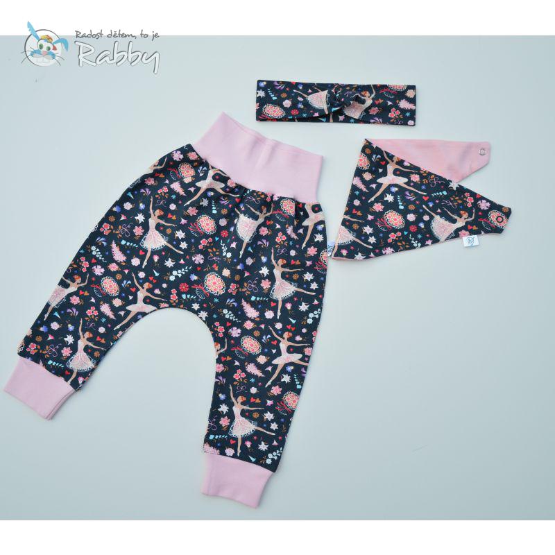 Mimi set baggy + šátek baletka na modré vel. 86