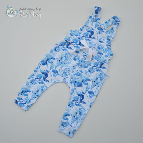 Rostoucí laclové kalhoty modré růže vel.  98