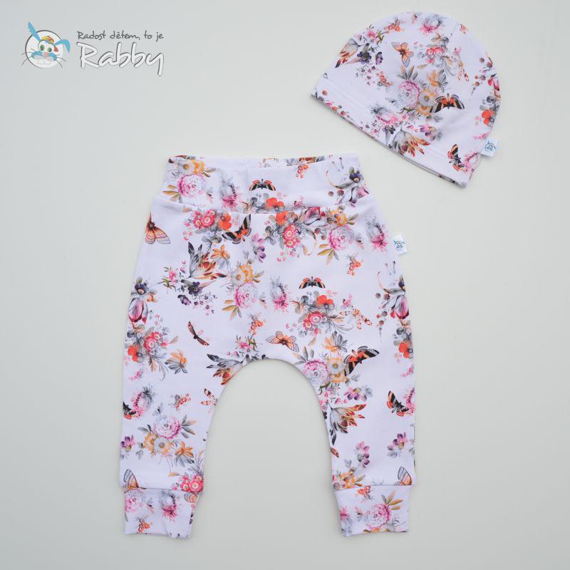 Mimi set baggy + čepička motýl s květinou vel. 74