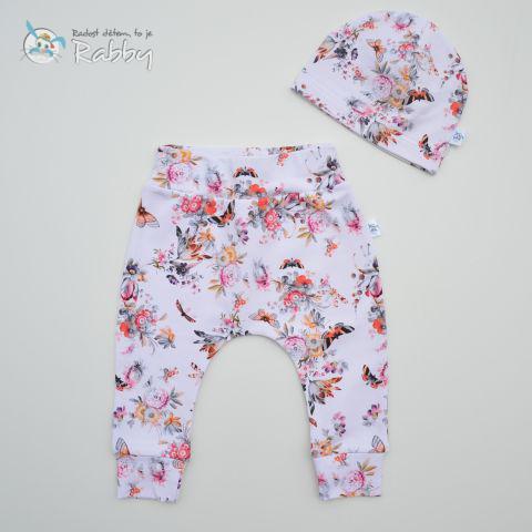 Mimi set baggy + čepička motýl s květinou vel. 74