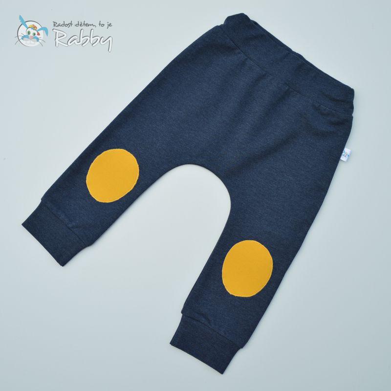 Baggy tepláčky modrošedý melír s aplikací vel. 92