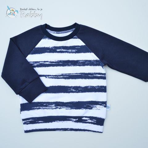 Mikina basic navy modrá přerušované pruhy vel. 104