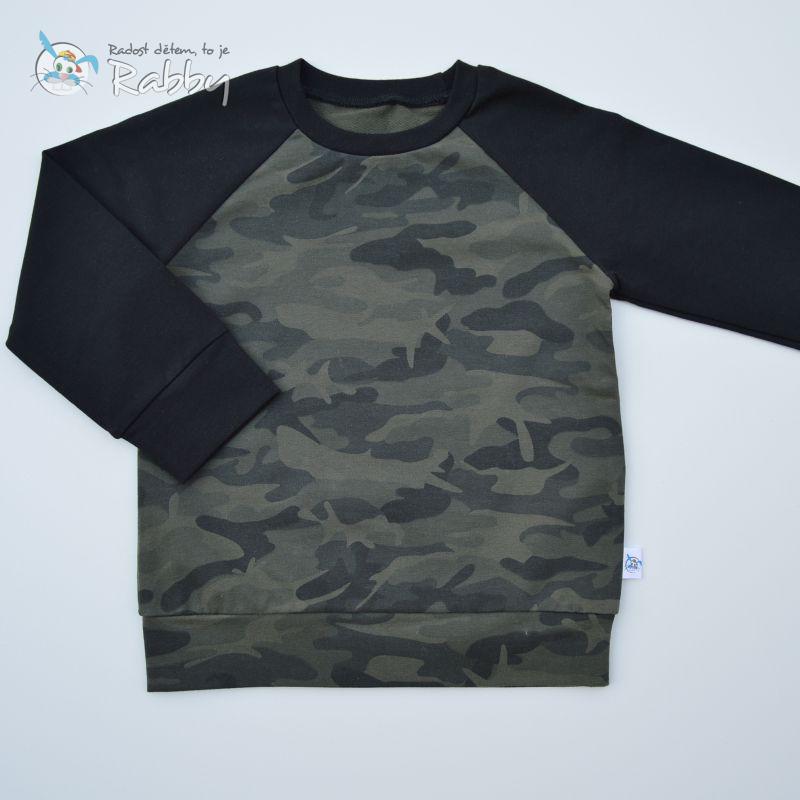 Mikina basic maskáč s černou vel. 98