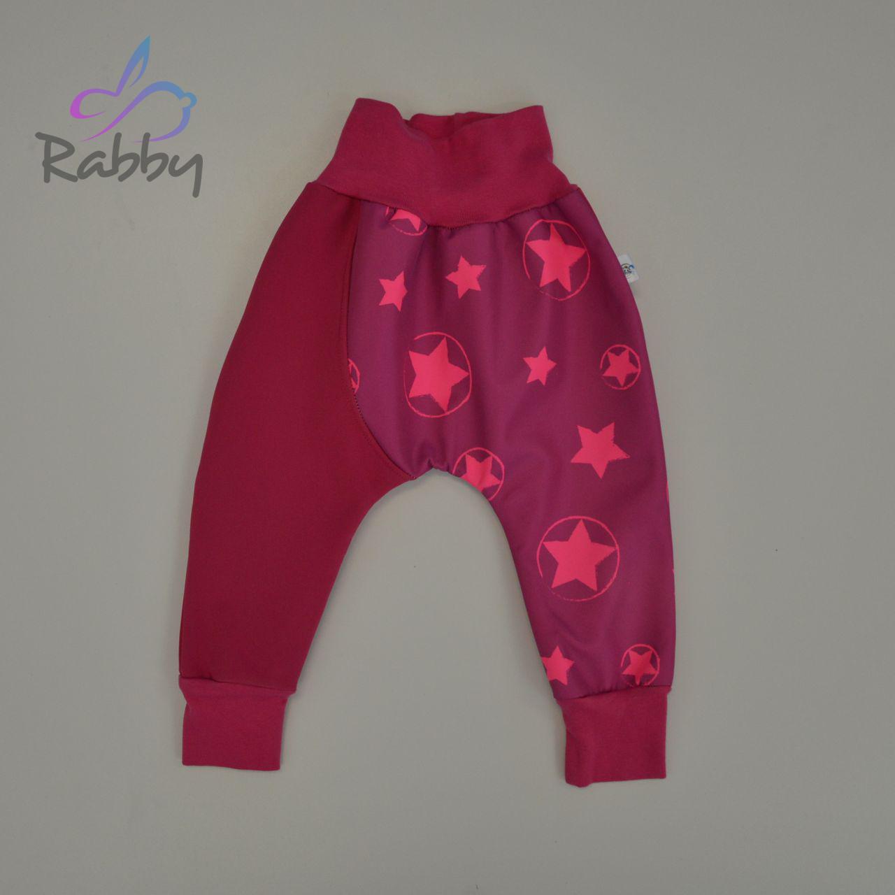 Softshellové kalhoty růžové s hvězdami na růžové - baggy střih vel. 86
