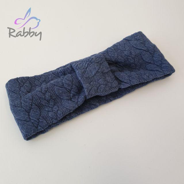 Zimní čelenka s uzlem sv. jeans copany vel. 51-54