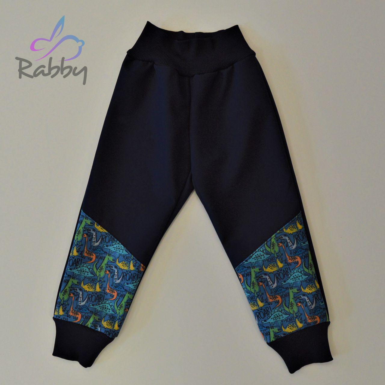 Softshellové kalhoty modré s dino 1 - klasický střih vel. 104