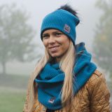 Dámská zimní čepice petrolejová pletenina vel. 55 (obvod hlavy 54-57 cm)