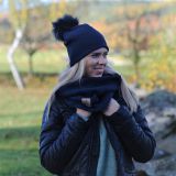 Dámská zimní čepice modrá pletenina vel. 55 (obvod hlavy 54-57 cm)