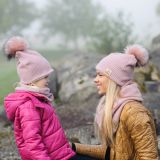 Zimní čepice růžová pletenina vel. 44 (obvod hlavy 43-46 cm)