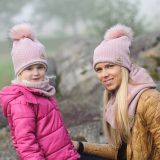 Zimní čepice růžová pletenina vel. 44 (obvod hlavy 43-46 cm)