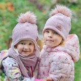 Zimní čepice růžová pletenina vel. 50 (obvod hlavy 49-52 cm)