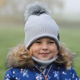 Set zimní čepice a nákrčníku šedá pletenina vel. 44 (obvod hlavy 43-46 cm)