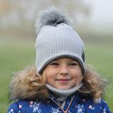 Set zimní čepice a nákrčníku šedá pletenina vel. 46 (obvod hlavy 45-48 cm)