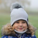 Set zimní čepice a nákrčníku šedá pletenina vel. 50 (obvod hlavy 49-52 cm)