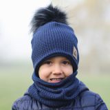 Set zimní čepice a nákrčníku modrá pletenina vel. 50 (obvod hlavy 49-52 cm)