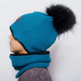 Zimní čepice petrolejová pletenina vel. 50 (obvod hlavy 49-52 cm)