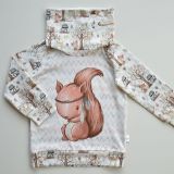 Mikina s vysokým límcem boho veverka se zvířátky vel. 122