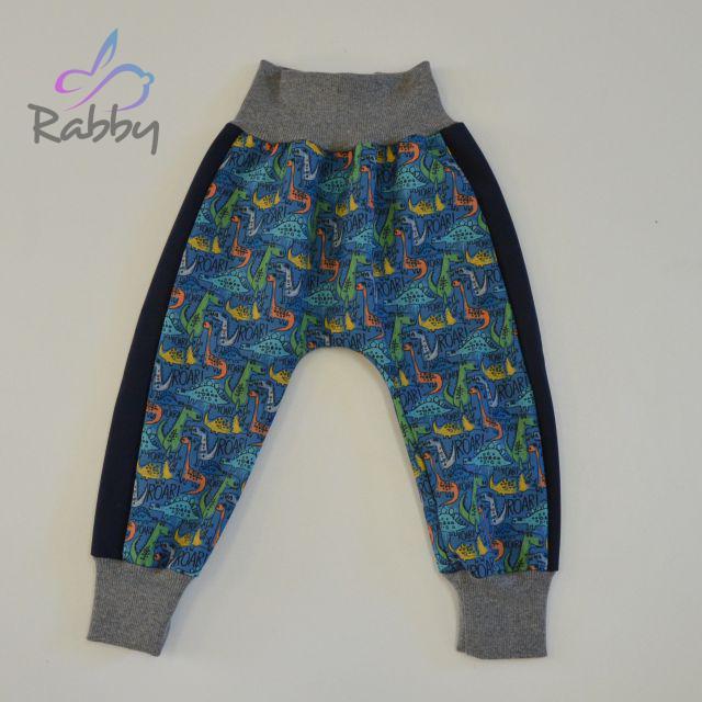 Softshellové kalhoty dino s modrým pruhem - baggy střih vel. 104