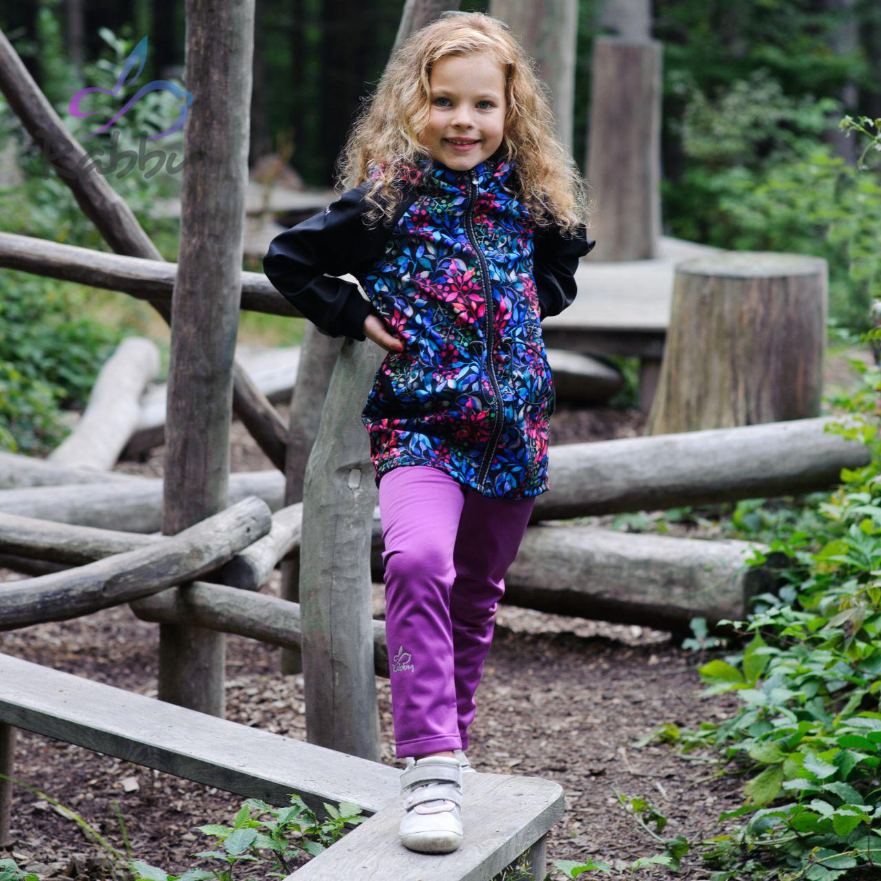 Zateplené elastické softshellové legíny fialové vel. 92