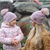 Set zimní čepice a nákrčníku růžová pletenina vel. 50 (obvod hlavy 49-52 cm)