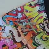 Jarní softshellové kalhoty černé s přestřižením graffiti - klasický střih vel. 116