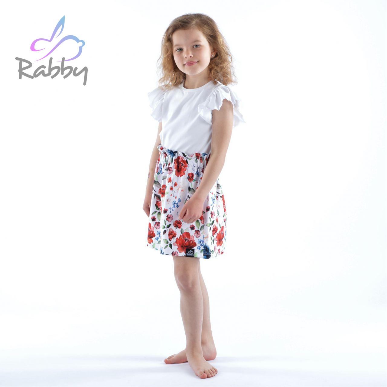 Sukně s řaseným pasem červené květy vel. 86/92