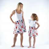 Sukně s řaseným pasem červené květy vel. 86/92