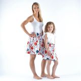 Sukně s řaseným pasem červené květy vel. 86/92