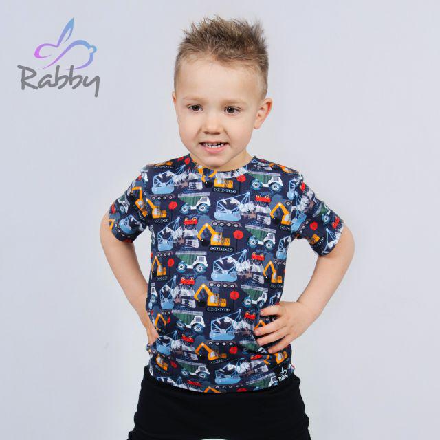 Tričko s krátkým rukávem bagr na modré vel. 98