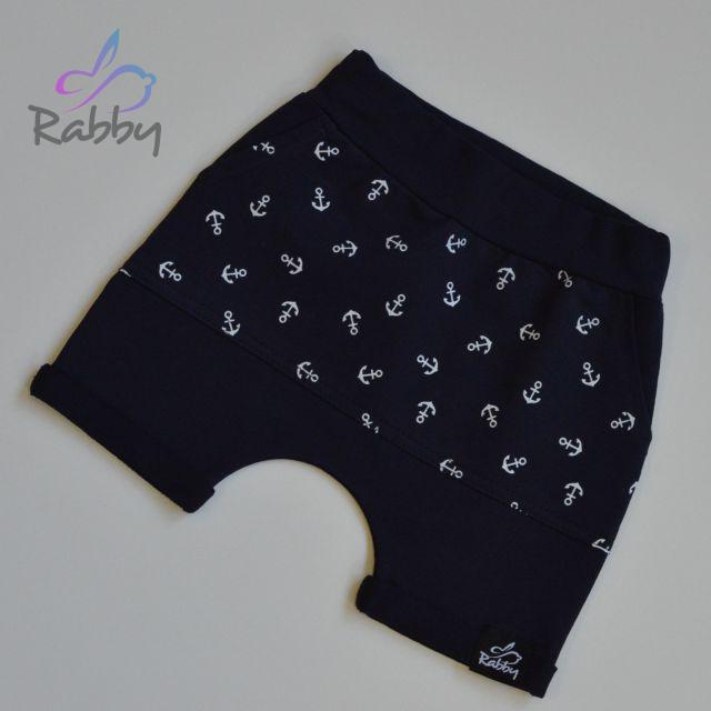 Baggy kraťasy tmavě modré s kapsou z kotev vel. 56/62