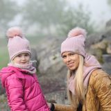 Zimní čepice růžová pletenina vel. 46 (obvod hlavy 45-48 cm)