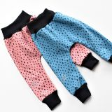 Zimní softshellové kalhoty skvrnky na modré - baggy střih vel.  80