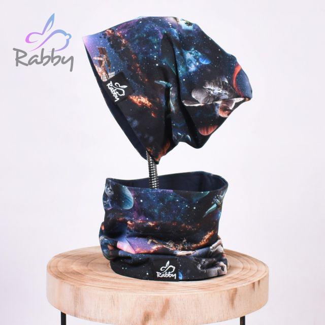 Set homeless čepice a nákrčníku kosmonaut vel. 48 (obvod hlavy 47-50 cm)