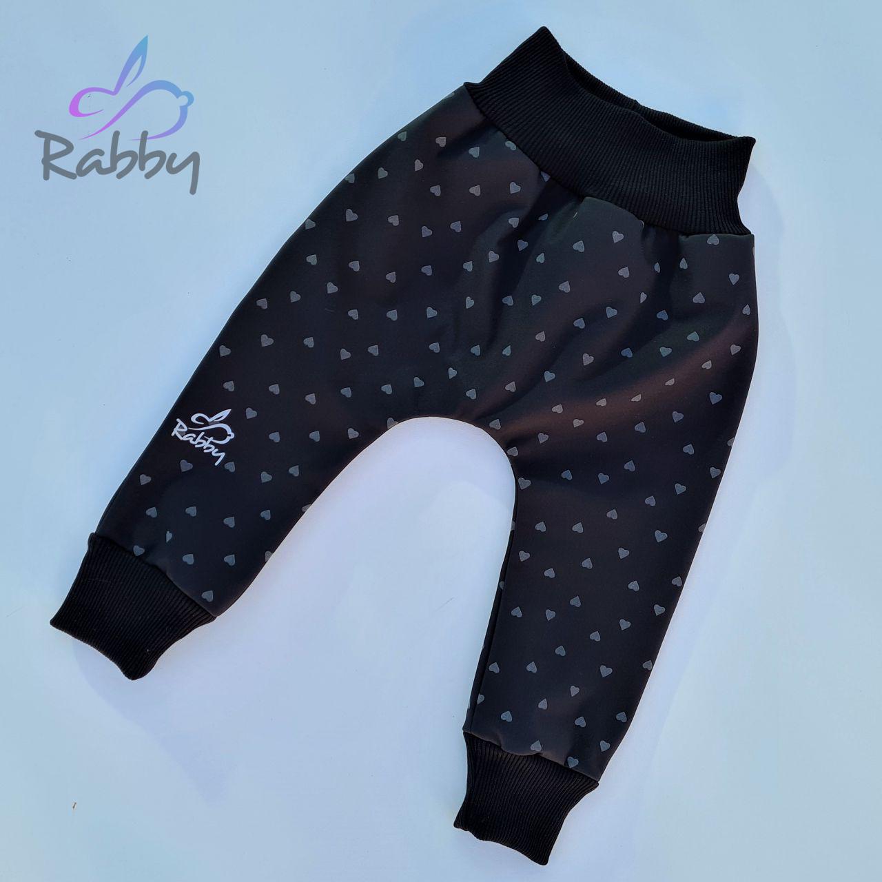Zimní softshellové kalhoty reflexní srdíčka - baggy střih vel. 80