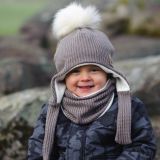 Set zimní ušanky a nákrčníku kakaová pletenina vel. 45-48