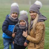 Set zimní ušanky a nákrčníku kakaová pletenina vel. 47-50