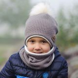 Set zimní čepice a nákrčníku kakaová pletenina vel. 54 (obvod hlavy 53-56 cm)